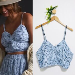 Anthropologie NWT Let Me Be Blue Floral Festival Bustier Crop Top